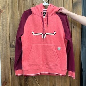 Kimes Ranch Pink and Red Hoodie with Geometric Logo